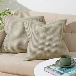 PHF Waffle Euro Pillowcases (set of 2) - khaki